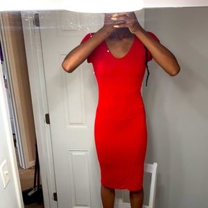 Red bodycon dress knee length